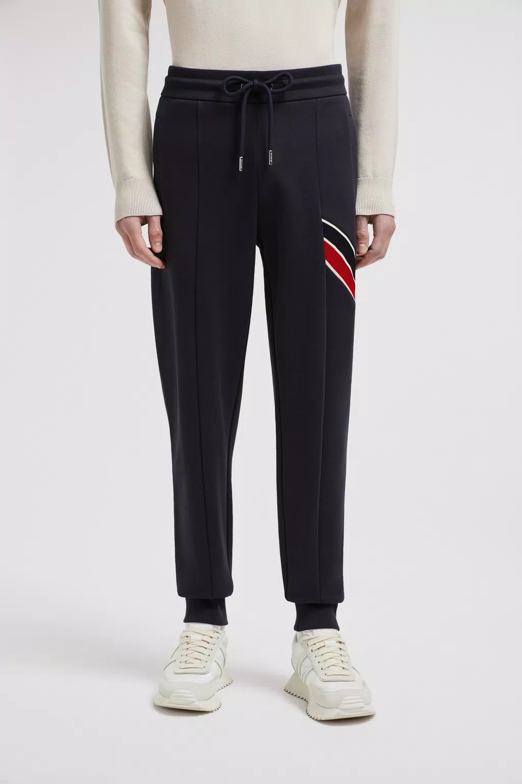 Moncler Side Logo Patch Jogging Trousers In Blue