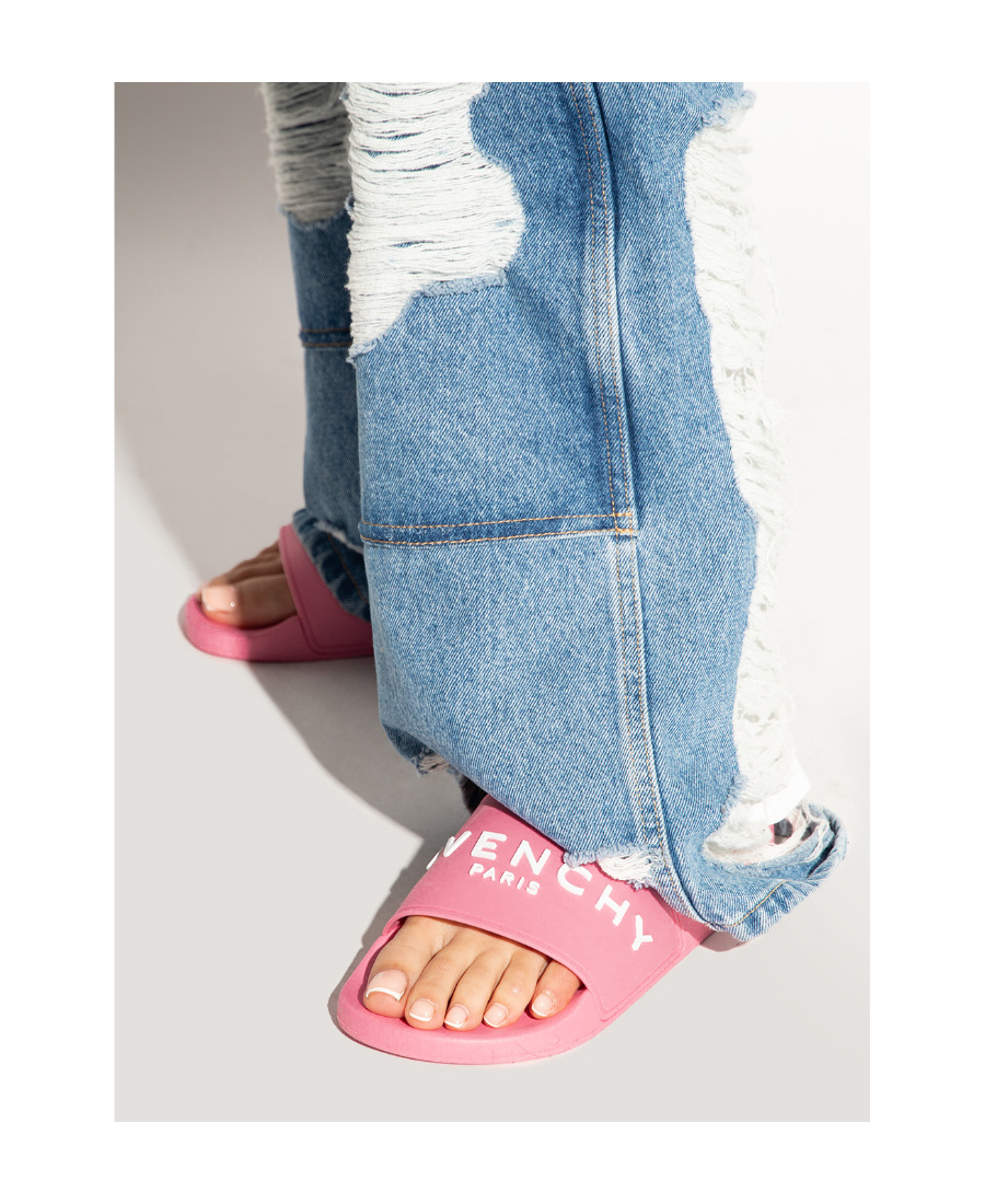 Givenchy Slide Flat Sandals In Rubber In Pink