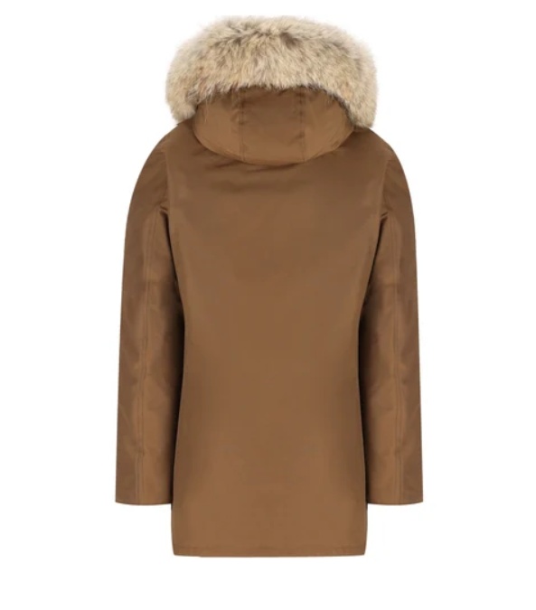 Woolrich Hooded Down Jacket In Brown