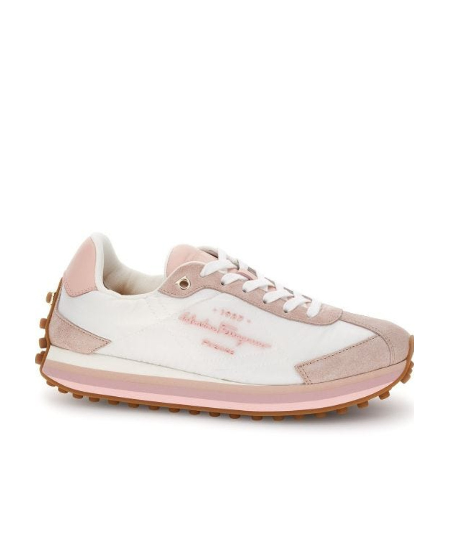 Ferragamo Iggy Colorblock-heel Retro Sneakers In White