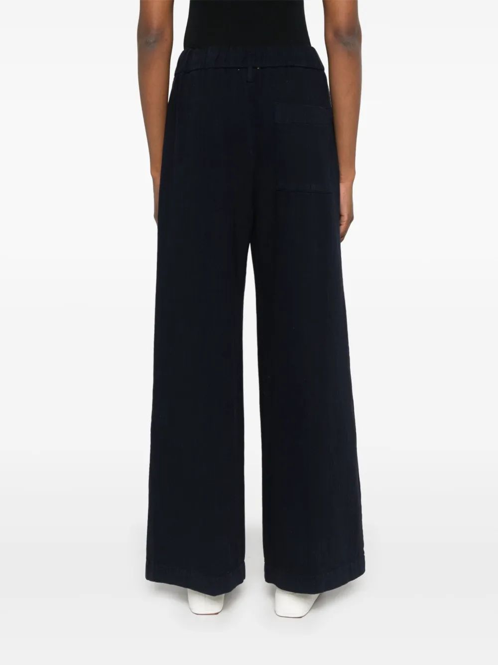 Forte Forte Flared Wide Leg Cotton Trousers With Pockets In Black