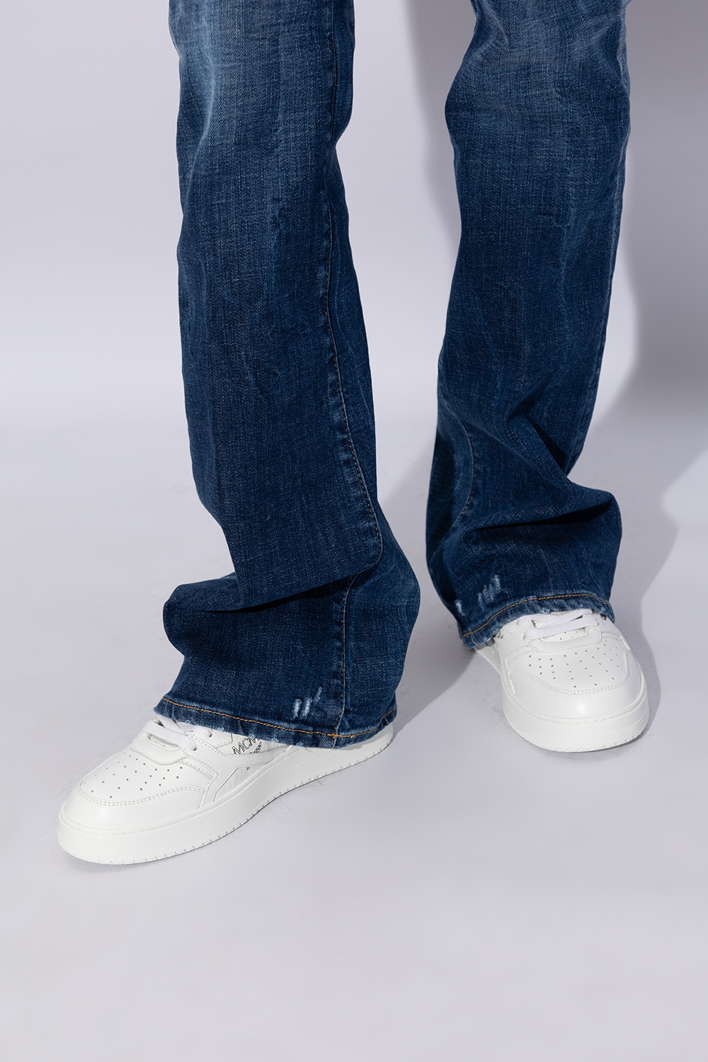 Mcm Terrain Canvas Printed Sneakers In White
