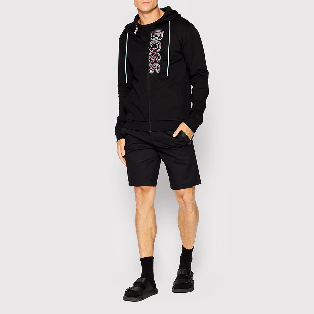 HUGO BOSS LOGO ZIPPER HOODED CASUAL COAT