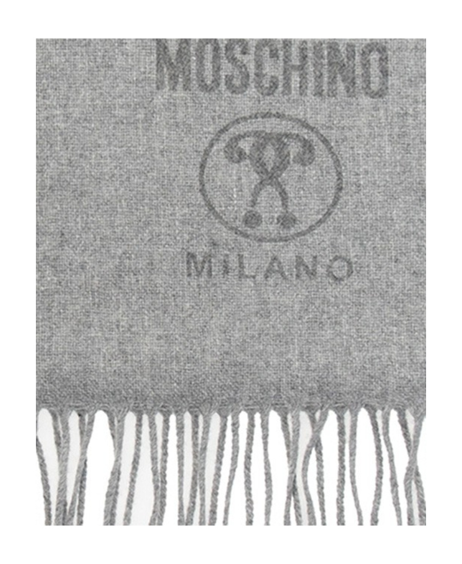 Moschino Logo-print Detail Scarf In Gray