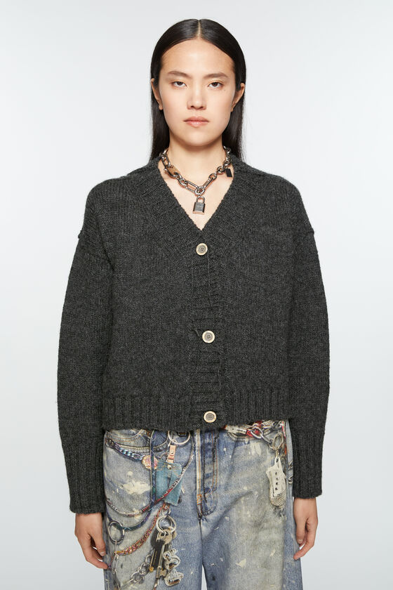 Acne Studios Single-breasted Wool Knitted Cardigan In Black