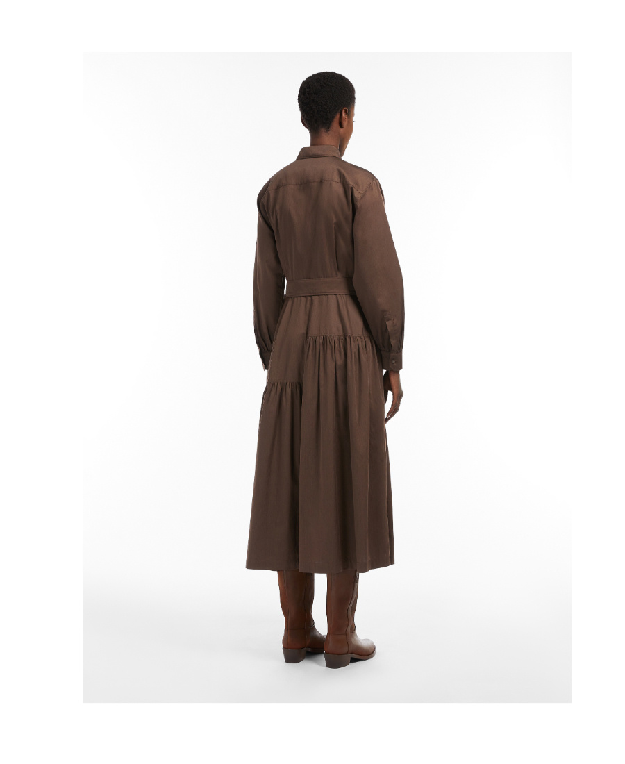 Max Mara Tiered-hem Shirt Dress In Brown