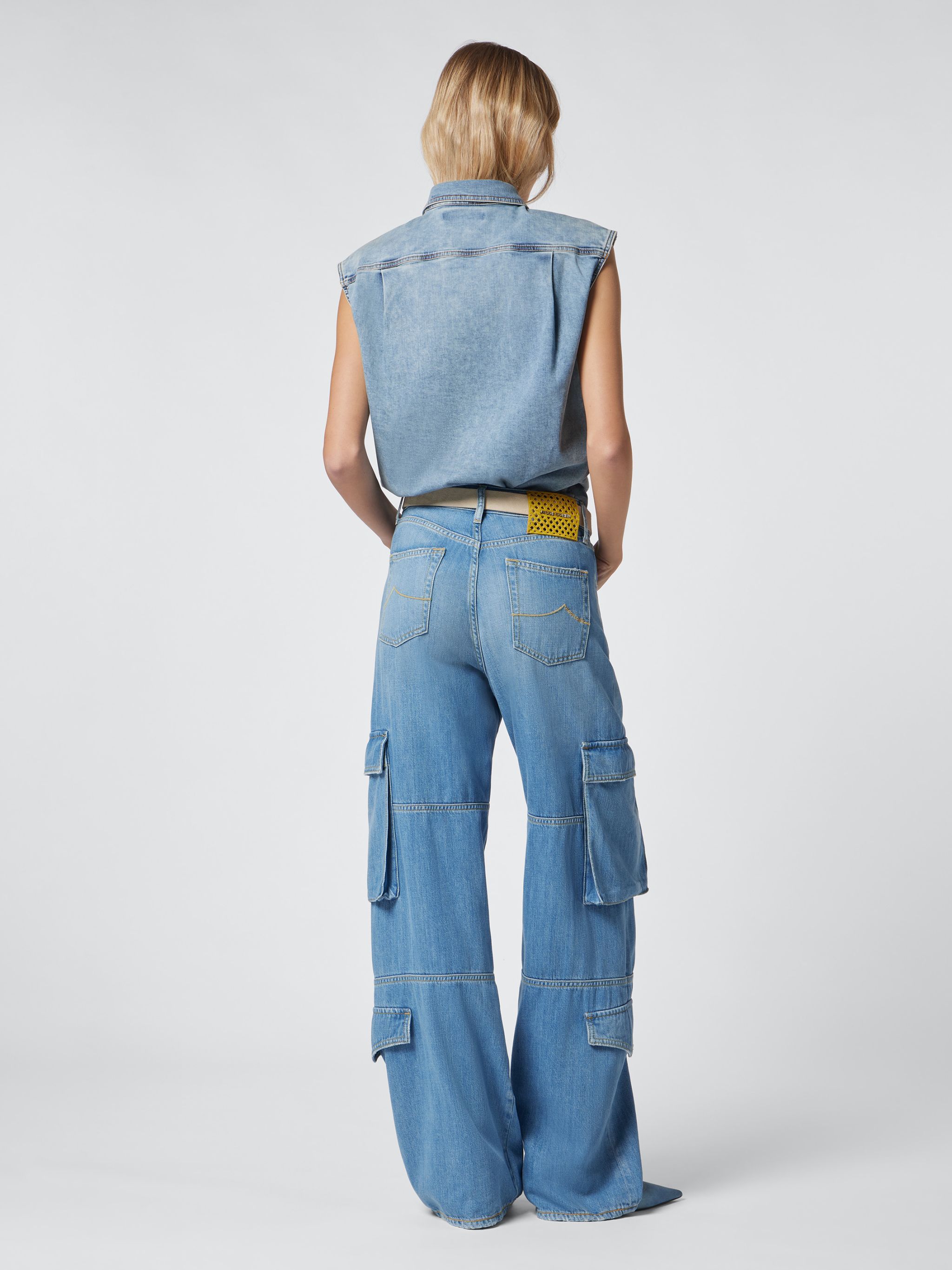 Jacob Cohen Light Blue Riri Relaxed Fit Cargo Jeans In Blue