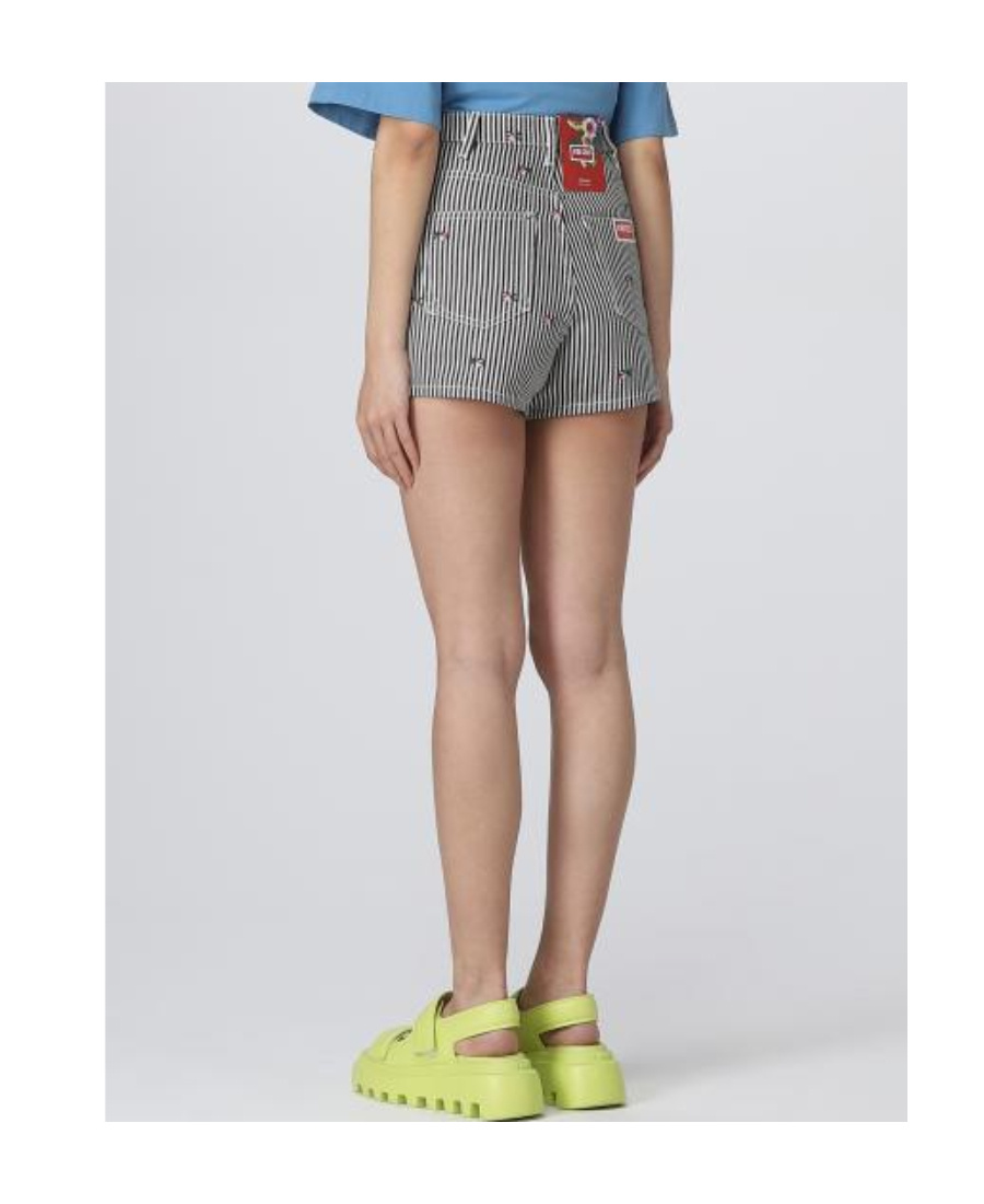 Kenzo Striped Embroidered High-waisted Shorts In Nude