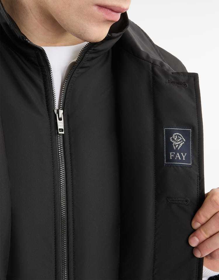 Fay Morning Coat In Technical Poplin In Black