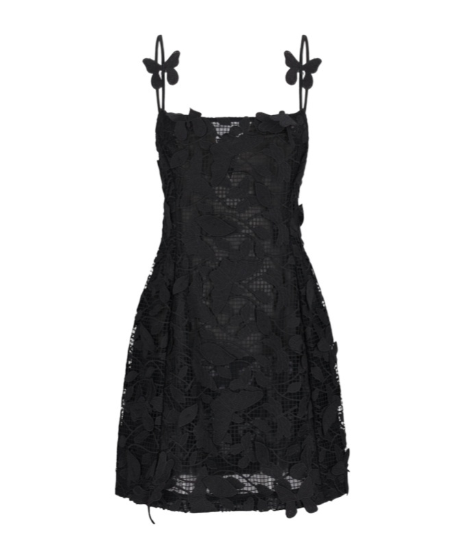Blumarine Butterfly-appliqué Macramé Lace Dress In Black