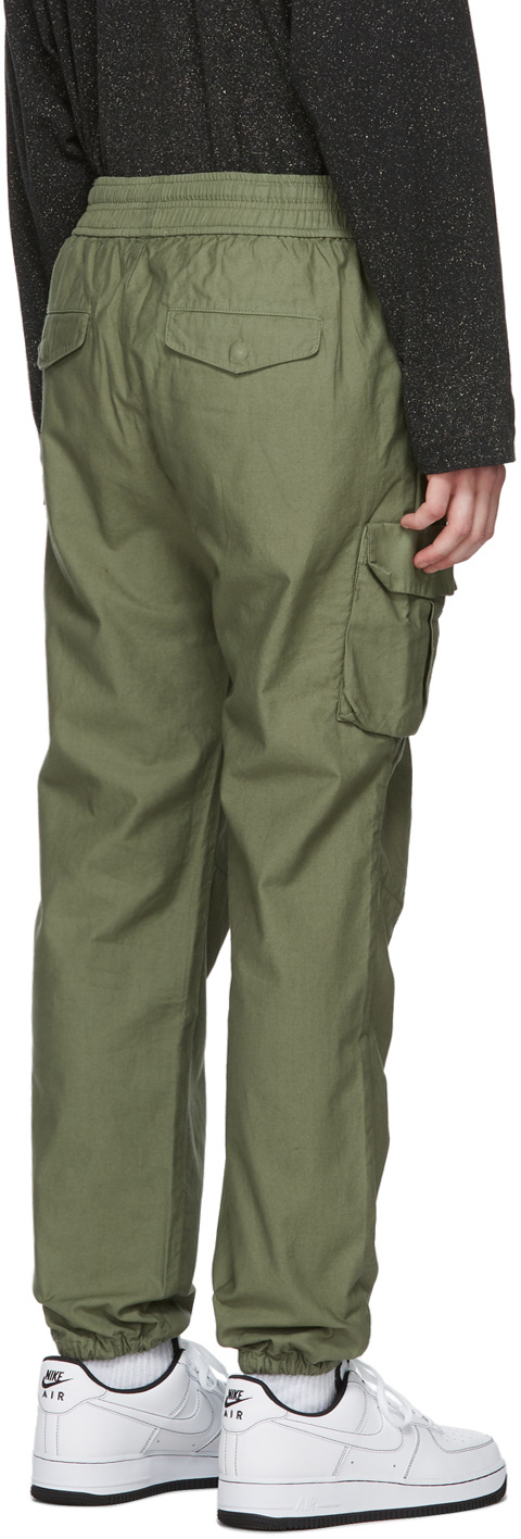 John Elliott Dark Washed Cargo Pants With Belt Loops In Green