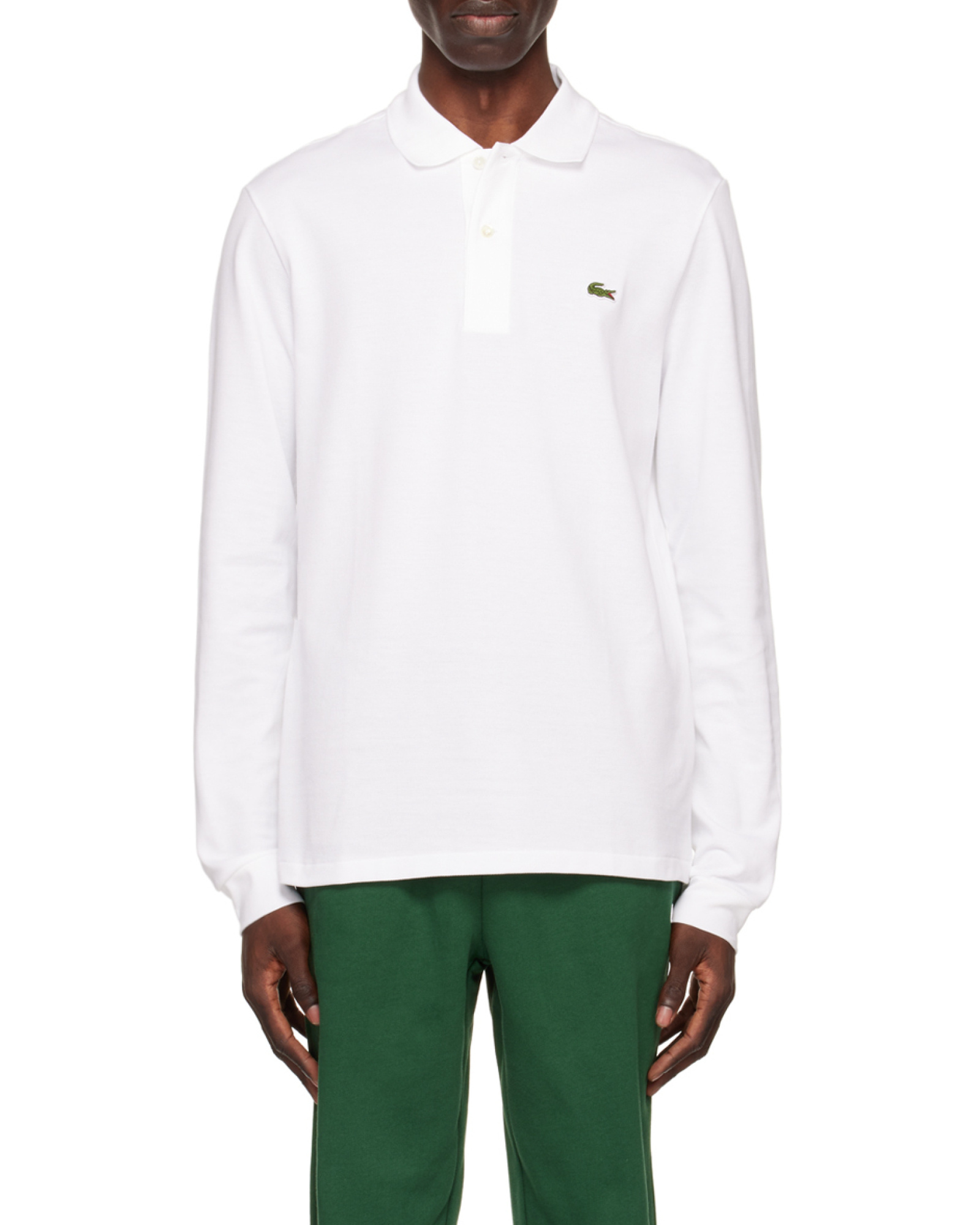 Lacoste Logo Long-sleeved Polo Shirt In White