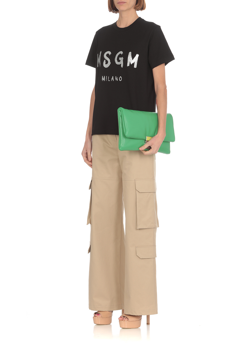 Msgm Black Printed T-shirt In Black