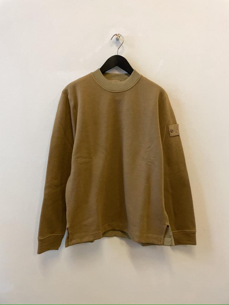 Stone Island Signature Compass-motif Jersey Sweatshirt In Brown