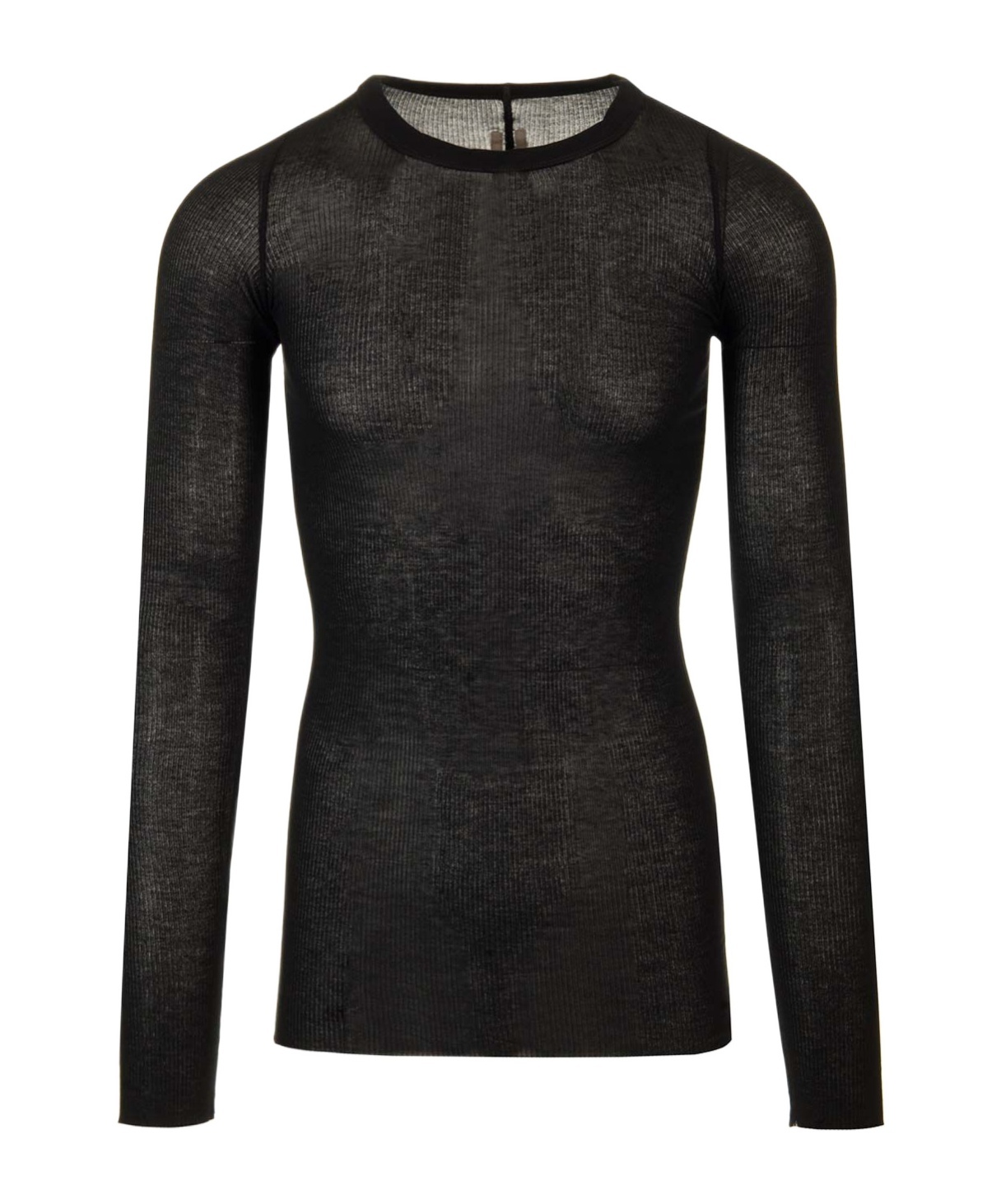 Rick Owens Round Collar And Long-sleeved T-shirt In Black