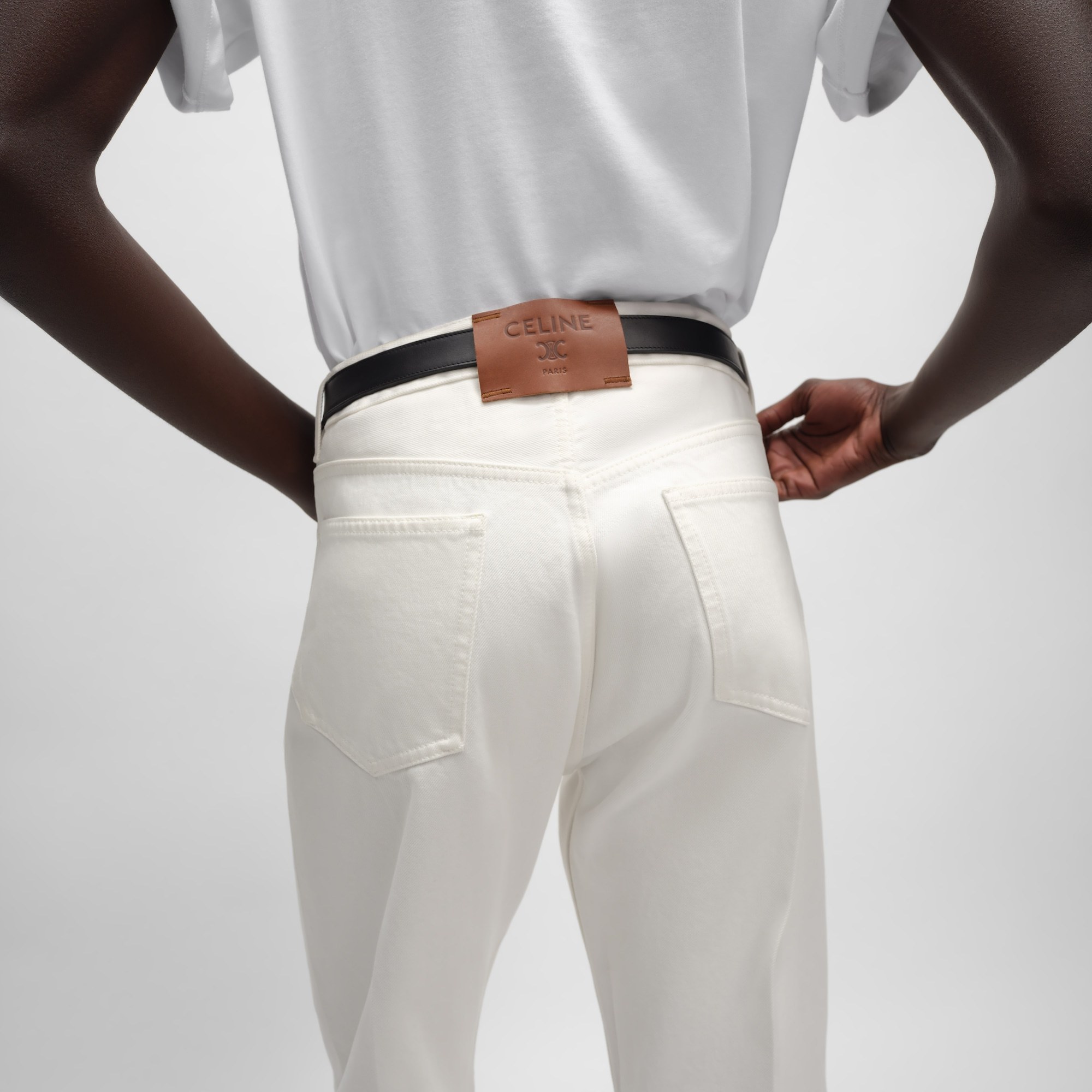 Celine Boyfriend Jeans 001 In Cotton Denim In White