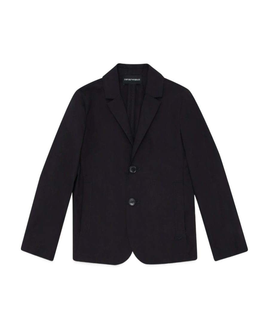 Emporio Armani Notched-lapels Cotton Blazer In Black