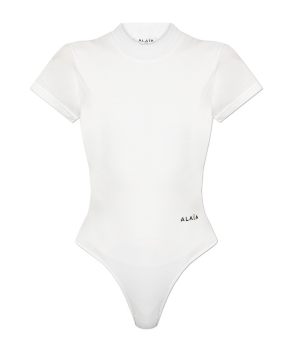 Alaïa Logo-embroidered Bodysuit T-shirt In White