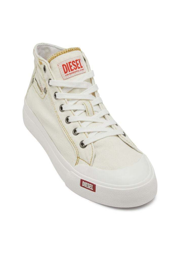 Shop Diesel Denim High-top Casual Shoes In Nude