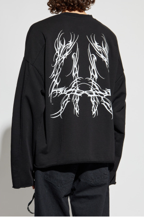 44 Label Group Logo-embroidered Frayed-edge Sweater In Black