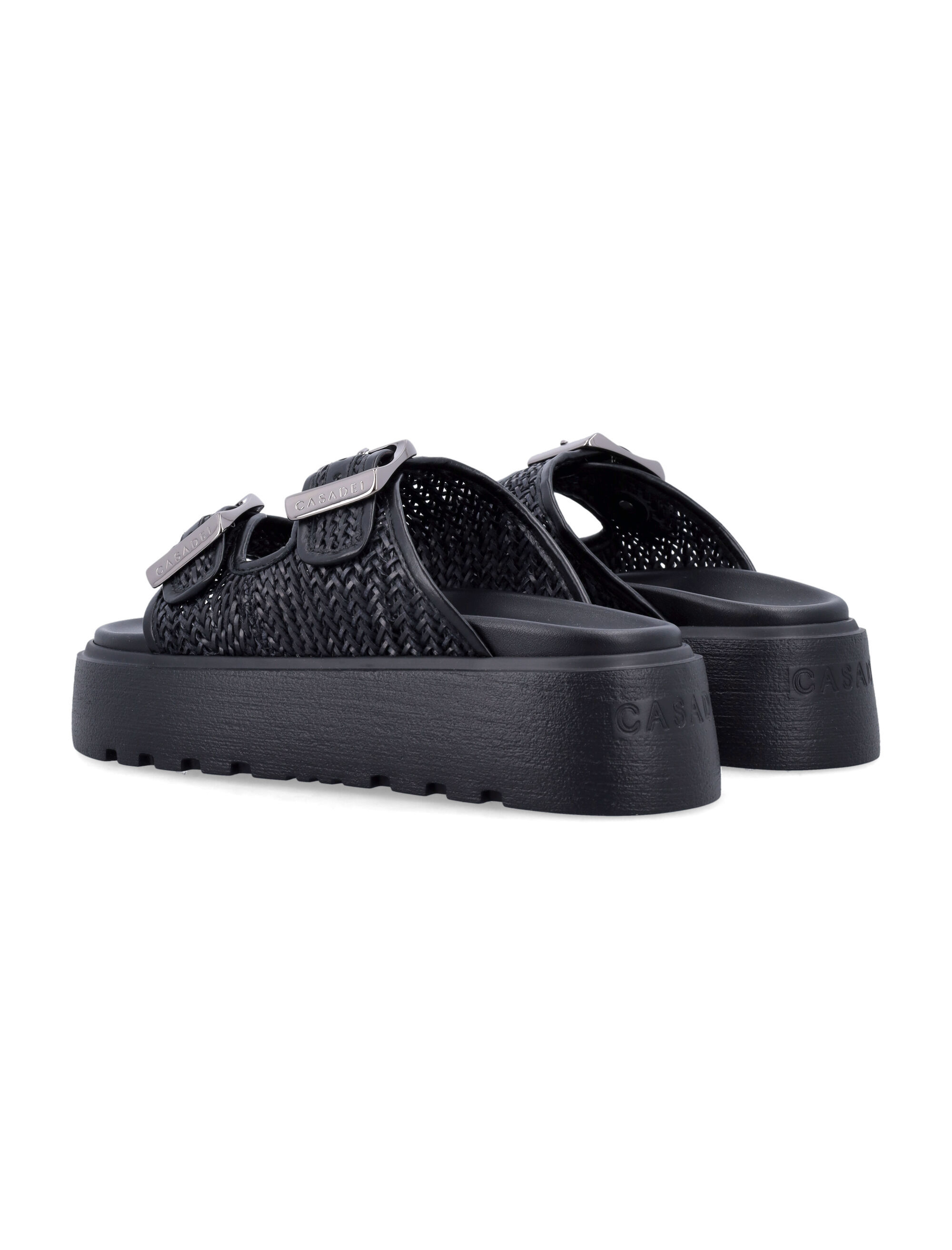 Casadei Backless Platform Sandal Textured Sole In Black