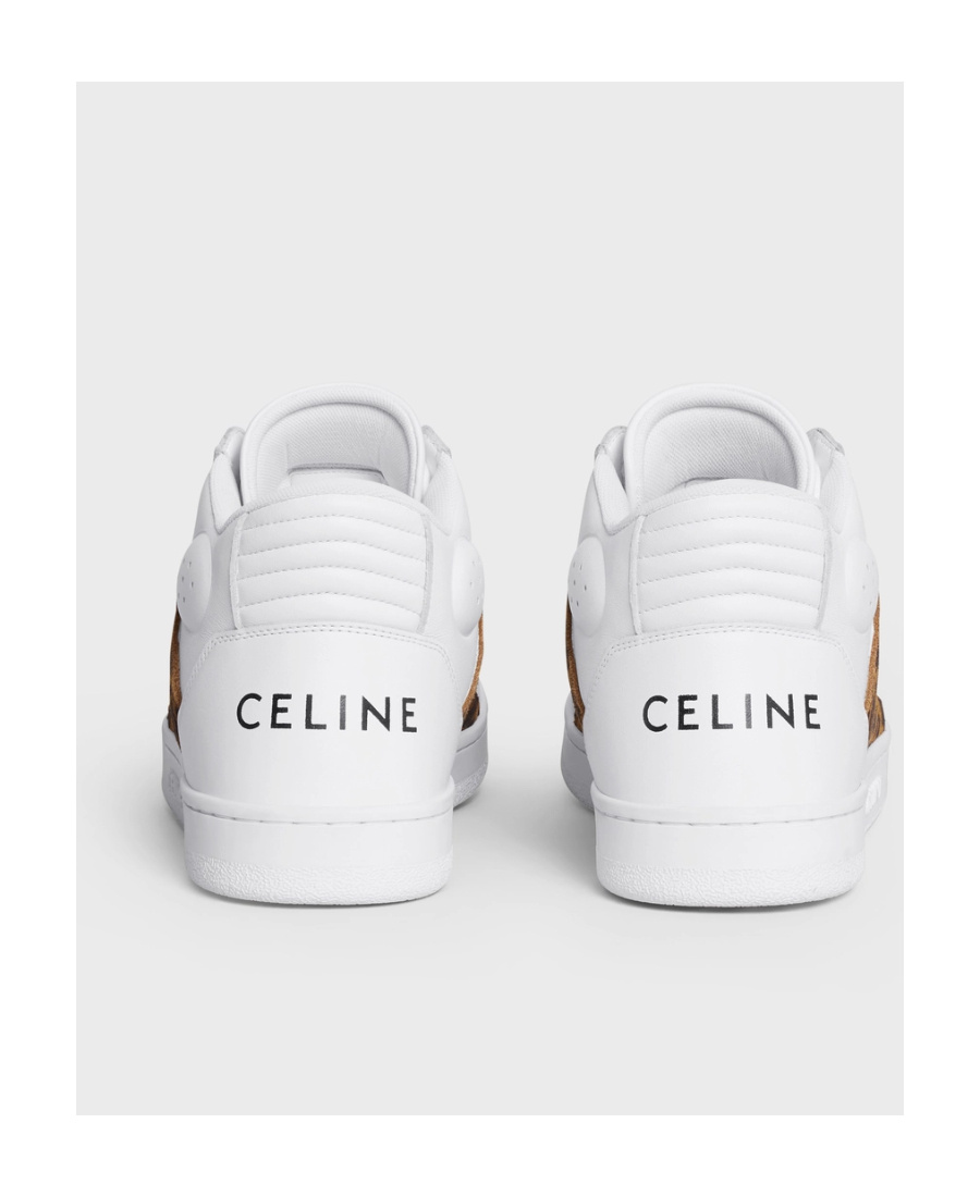 Celine Lace Up Sneakers In White