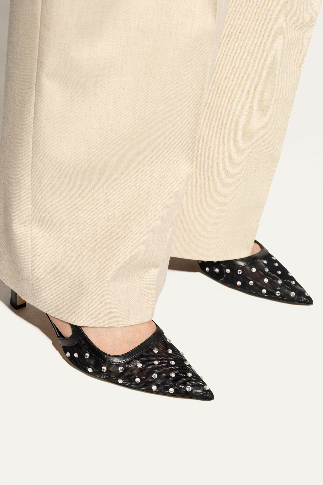 Michael Michael Kors Alora Mid Sling Pumps In Black Leather In Black