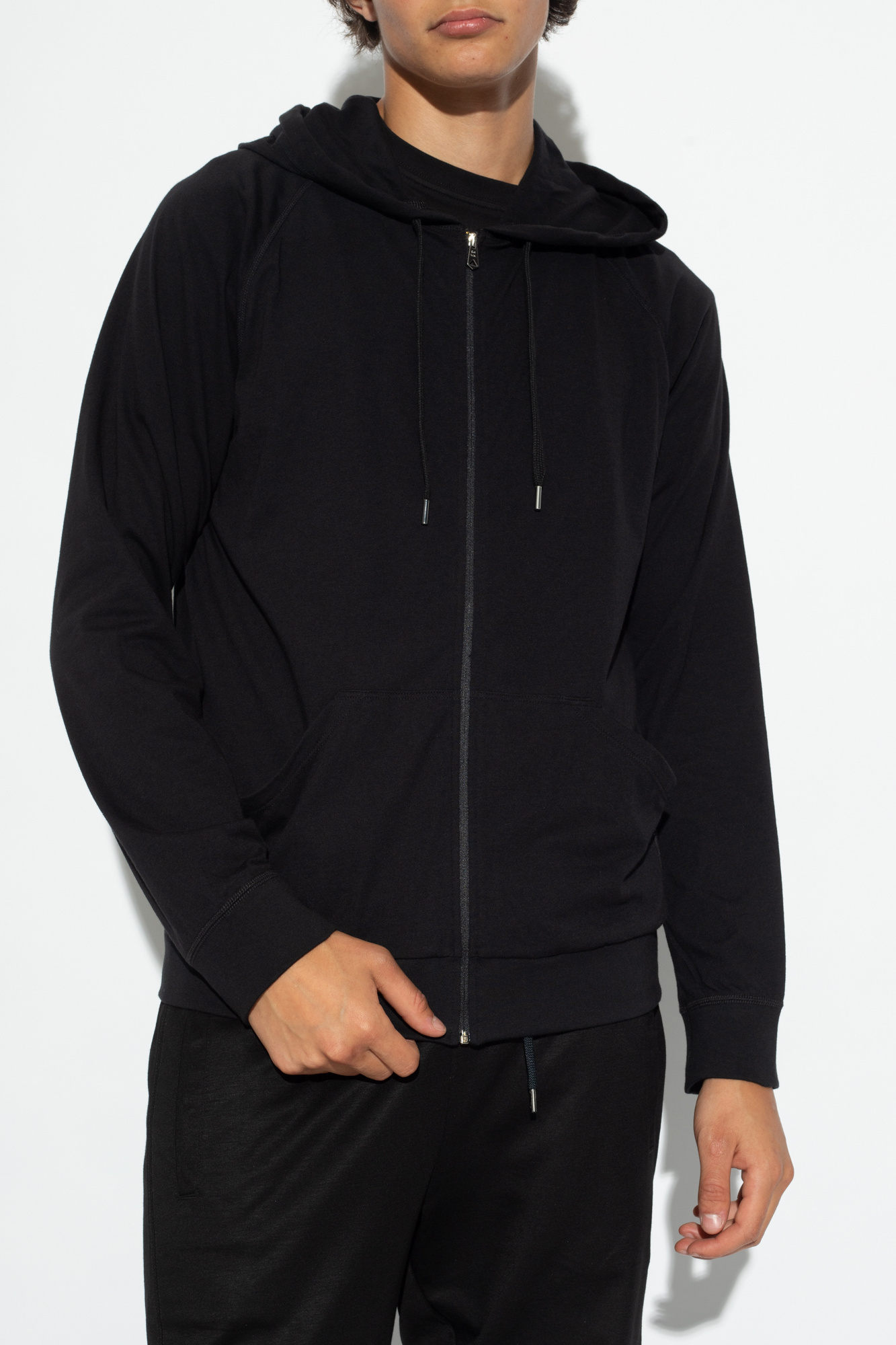 Shop Paul Smith Zip-up Cotton Hoodie In Black