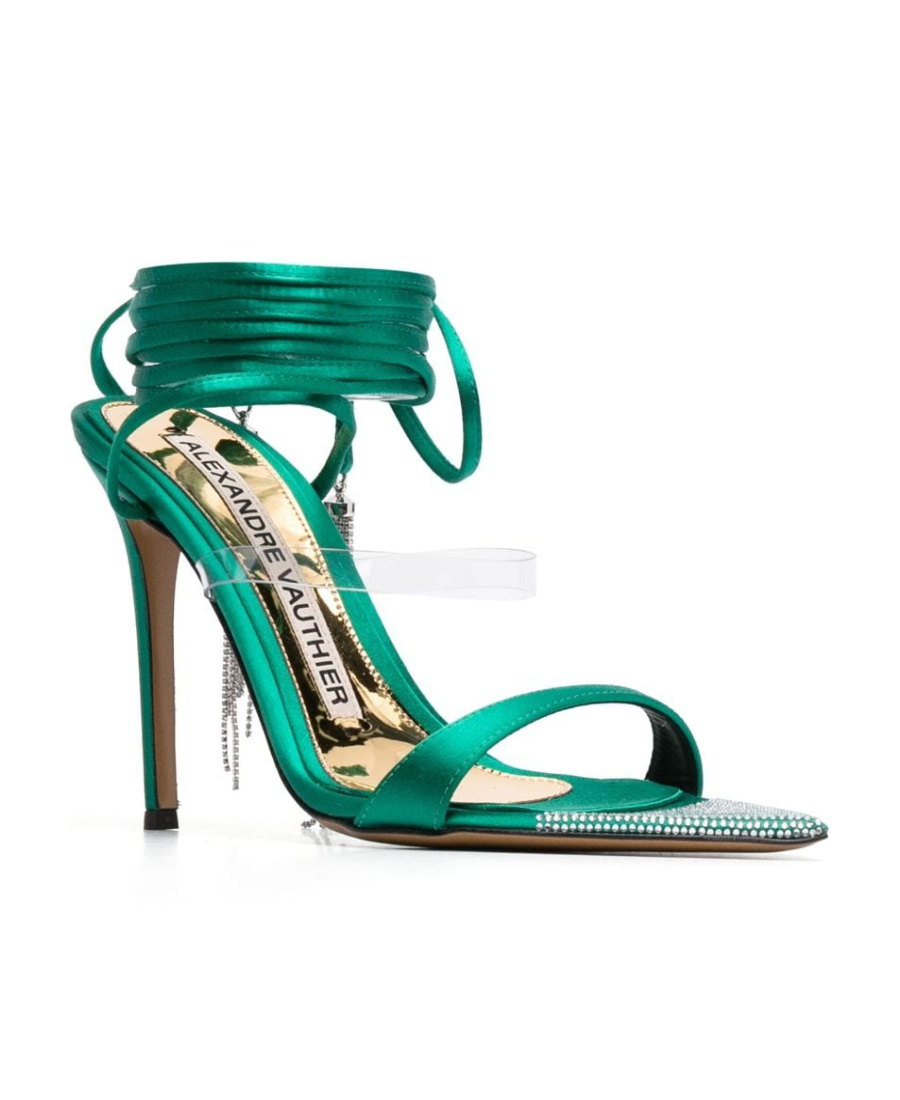 Alexandre Vauthier Pointed High-heeled Sandals In Green