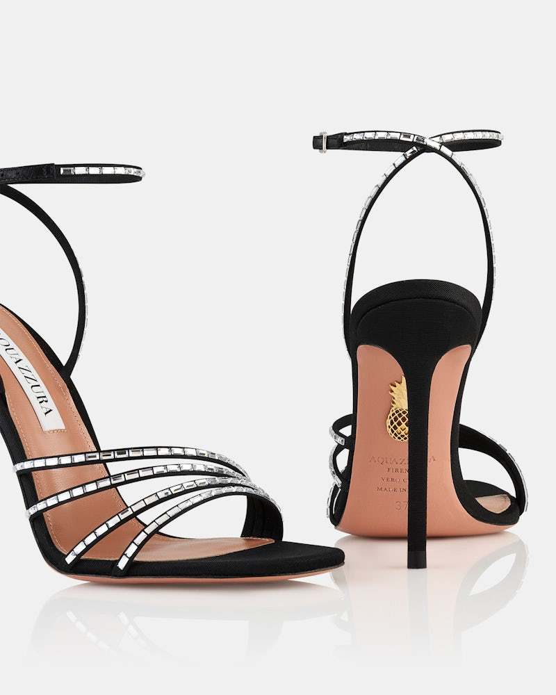 Aquazzura Embellished Fabric Mistica Sandals In Black