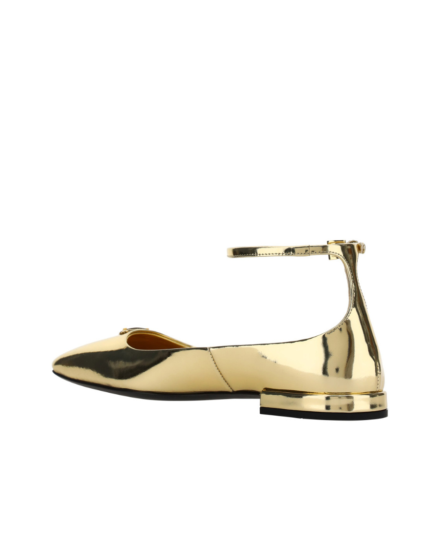 Prada Metallic-effect Leather Ballerina Shoes In Yellow
