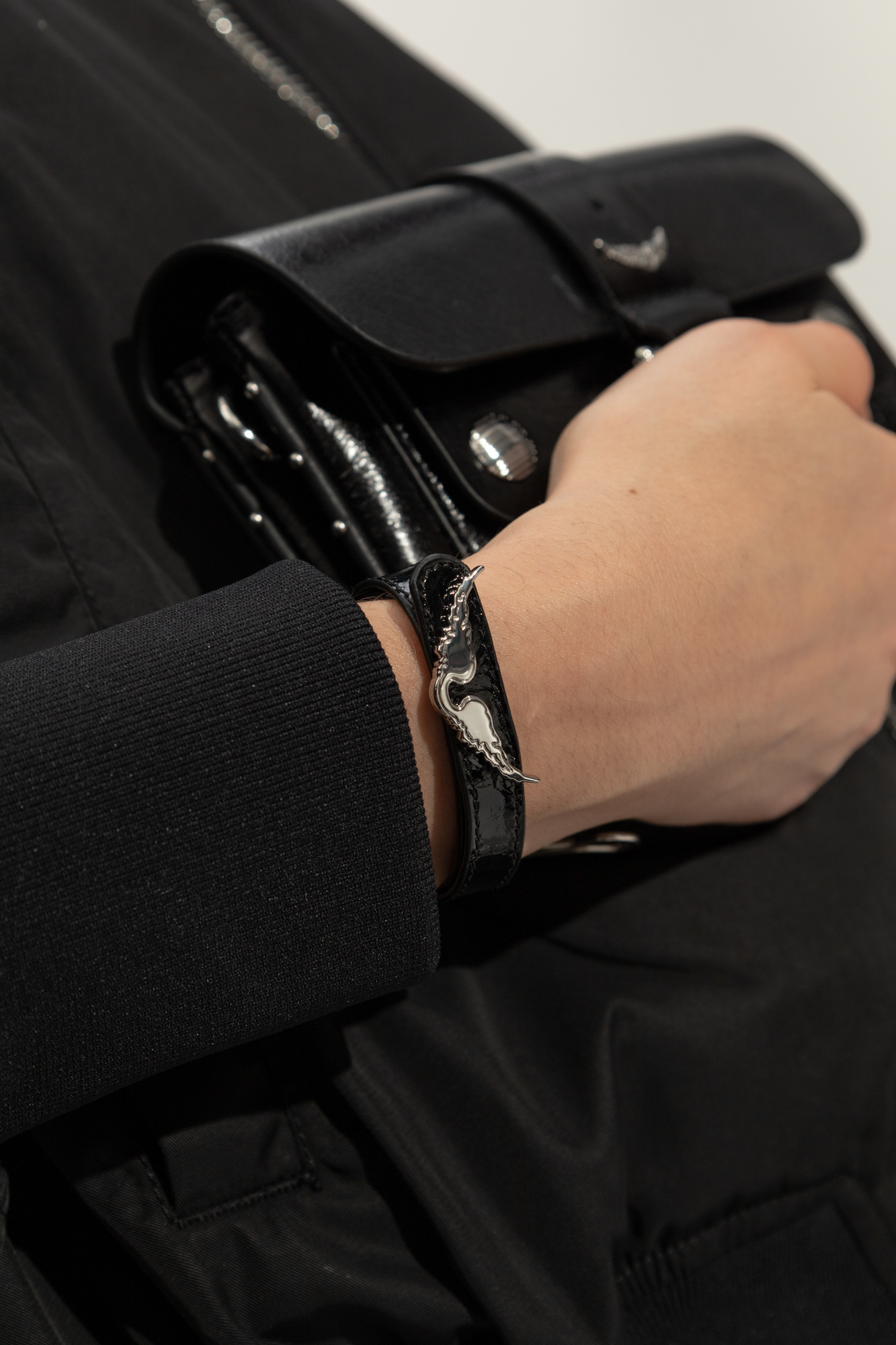 Zadig & Voltaire Rock Leather Bracelet In Black