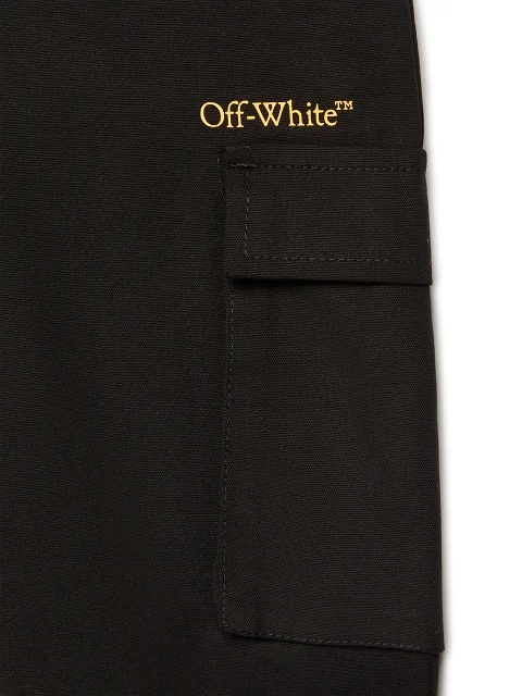 Off-white Loose-fitting Waist Work Trousers In Black