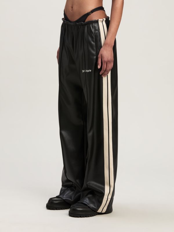 Palm Angels Logo Embroidered Elastic Waist Track Pants In Black