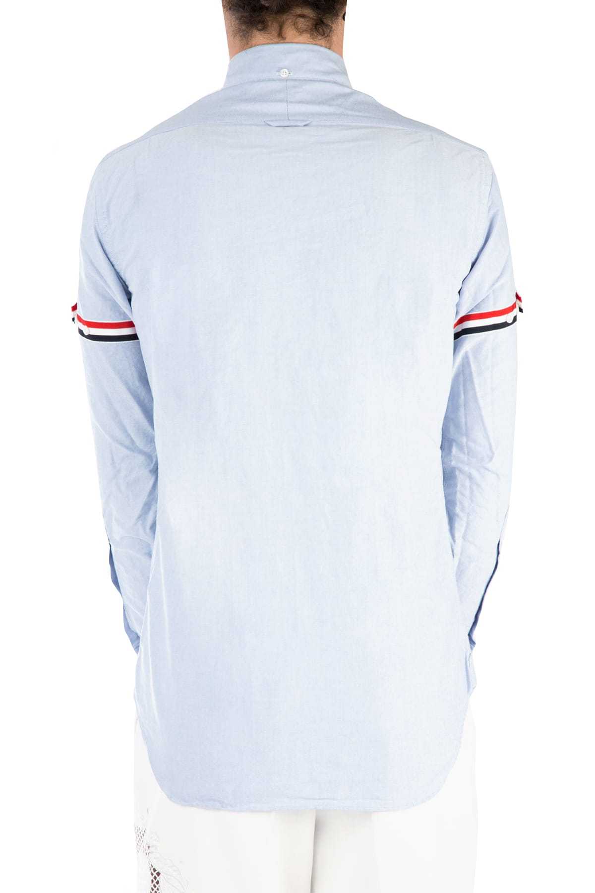 Thom Browne Long Sleeved Grosgrain-armband Shirt In Blue