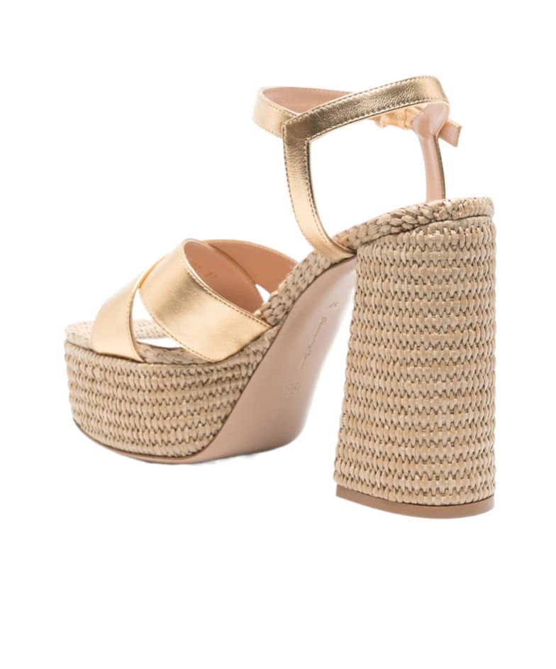 Gianvito Rossi Suede Wedge Mules In Nude