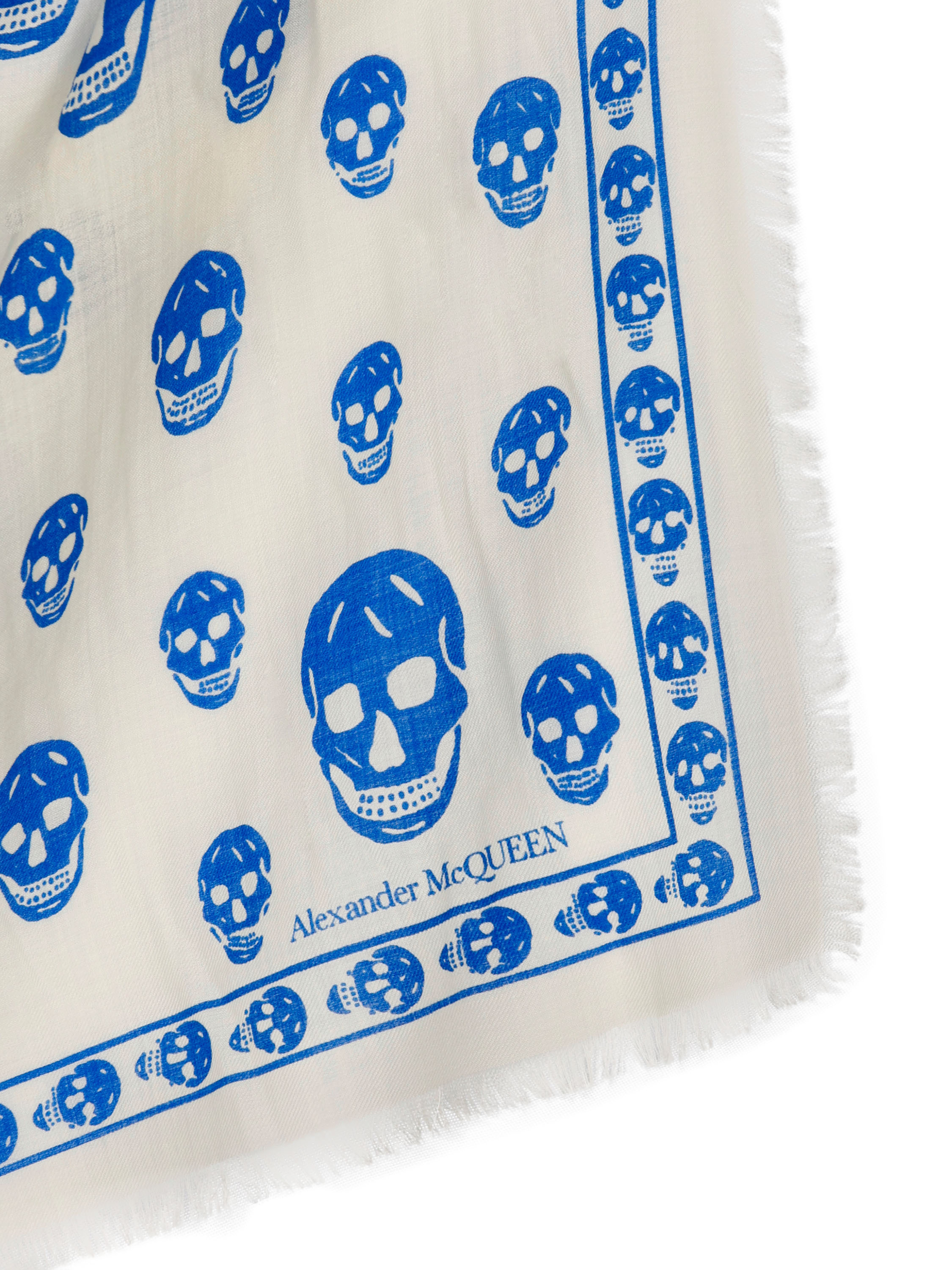 Alexander Mcqueen Skull-print Wool Scarf In White