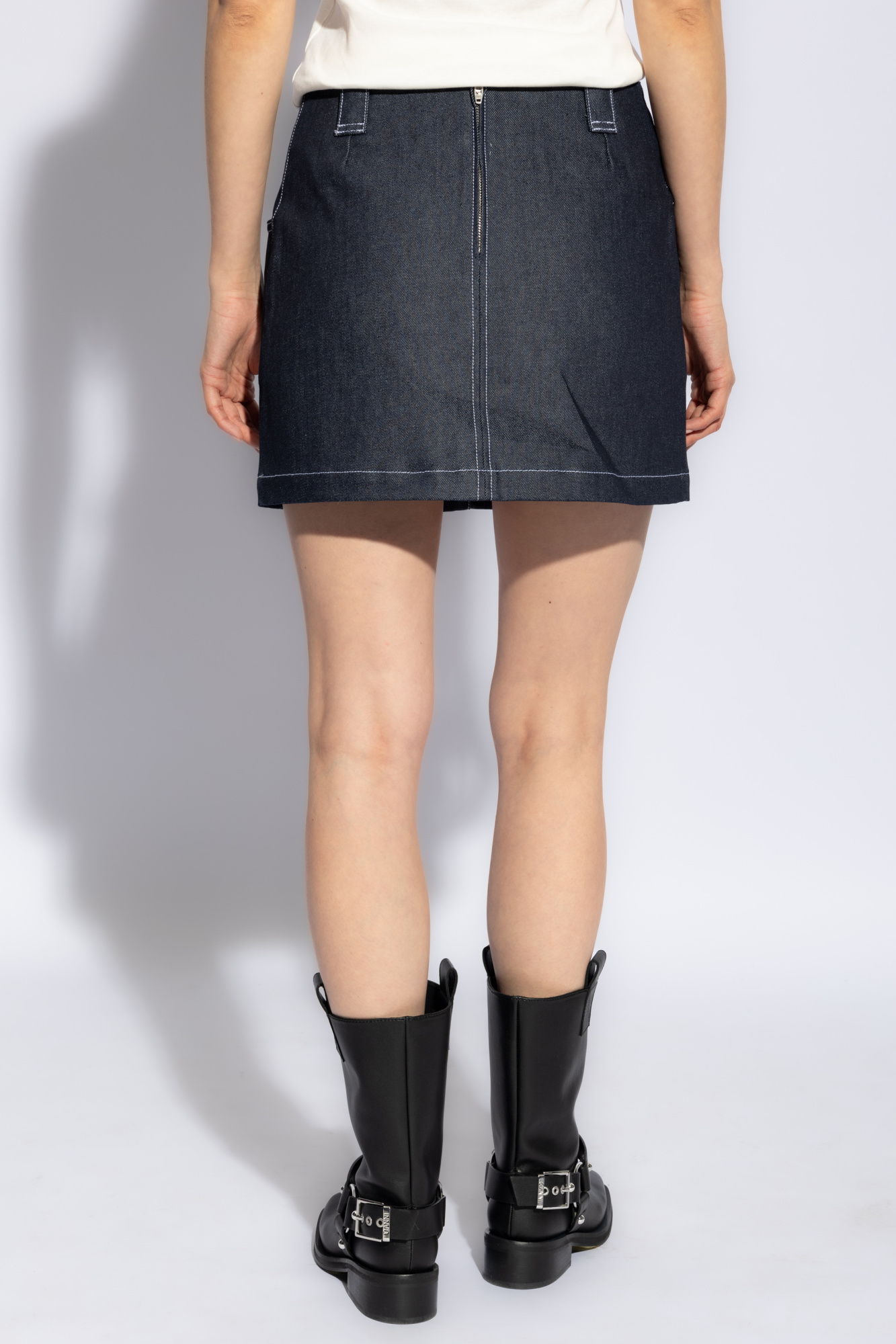 Apc Indigo Katie Holmes Edition Samantha Denim Miniskirt In Black