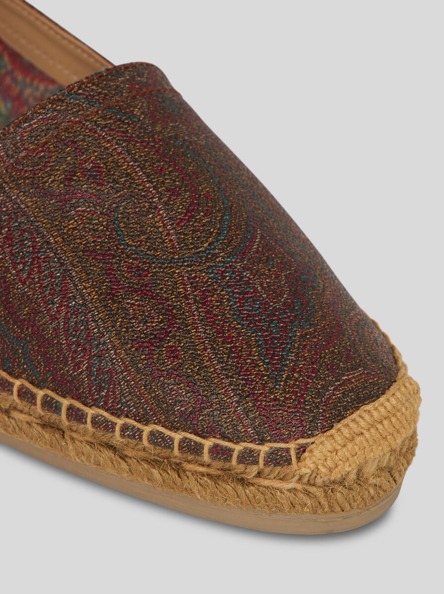 Etro Espadrilles With Paisley Jacquard Canvas And Woven Jute Midsole In Red