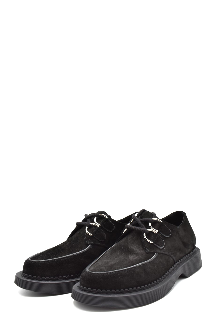 Saint Laurent Teddy Suede Lace-up Shoes In Black