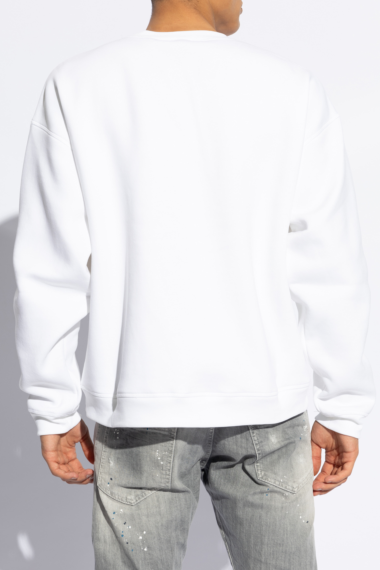 Dsquared2 Long Sleeve T-shirt With Contrasting Icon Print In Cotton Man In White
