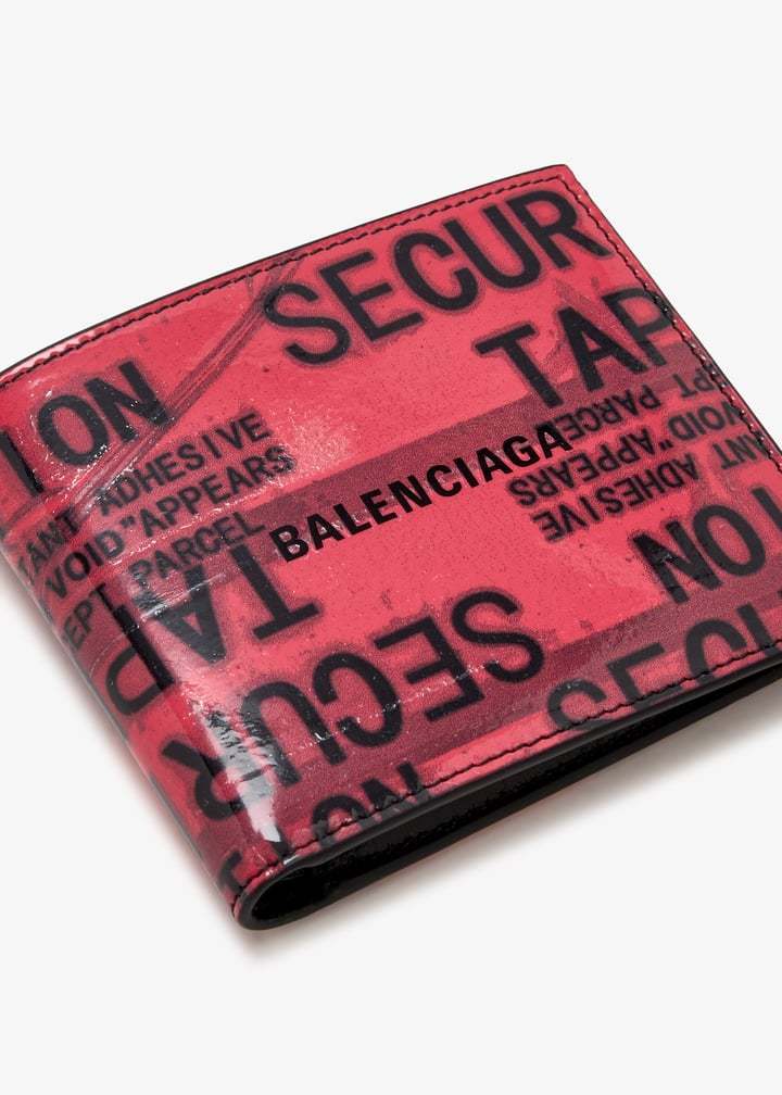 Balenciaga Tape Type Square Folded Wallet In Red