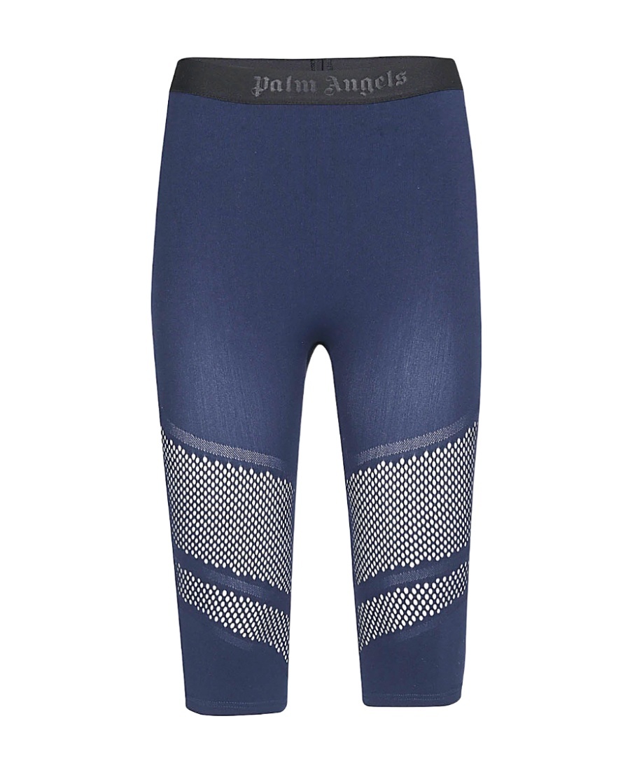Palm Angels Slim-fit Mesh-detail Shorts In Blue