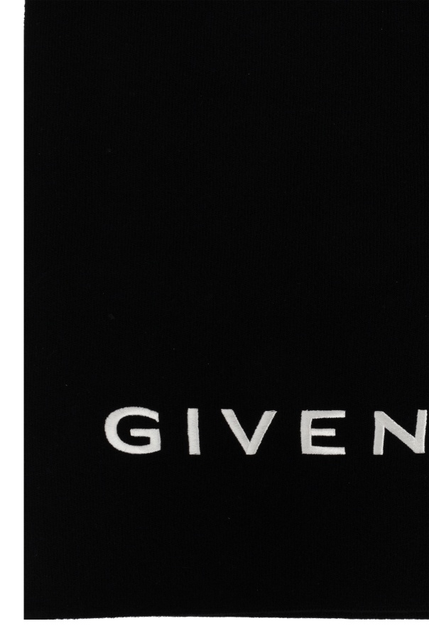 Givenchy Logo-embroidered Wool-cashmere Scarf In Black