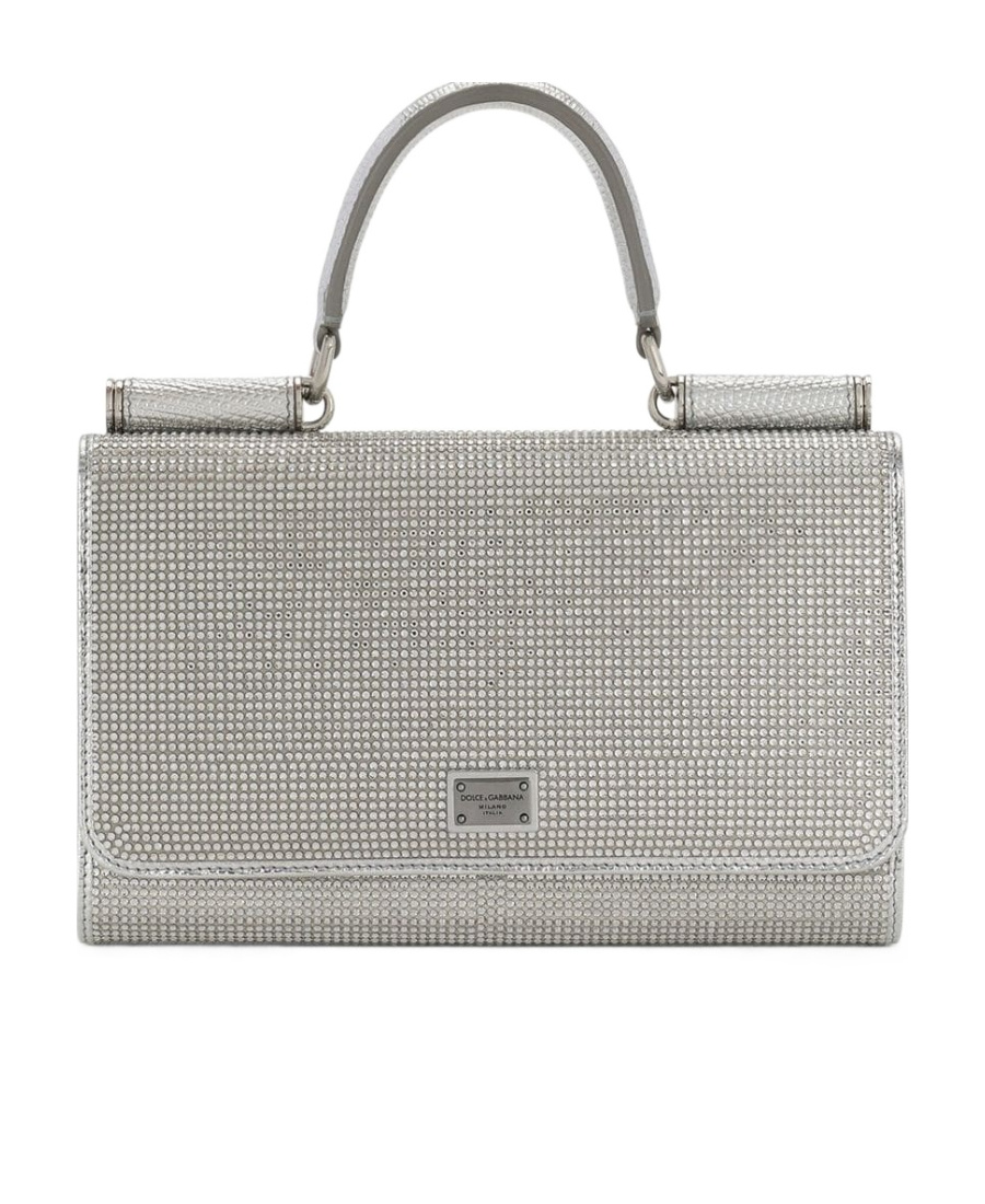 Dolce & Gabbana Kim Dolcegabbana Crystal-embellished Logo Mini Bag In Gray