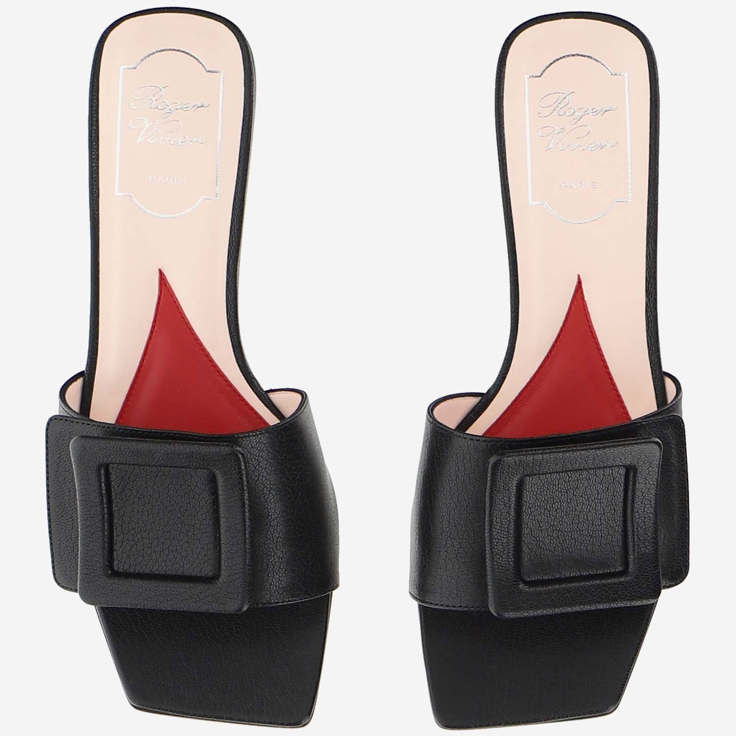 Roger Vivier Square Head Design Flip-flops In Black