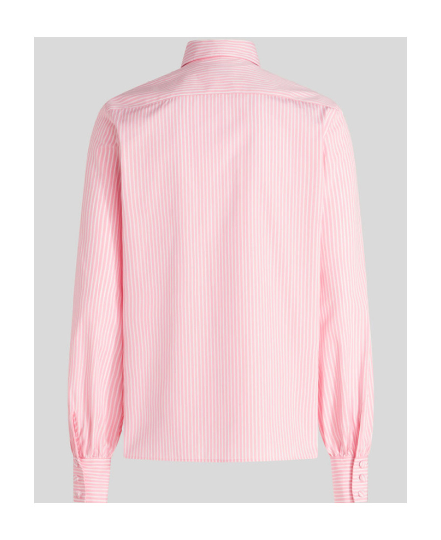 Etro Logo-embroidered Striped Cotton Shirt In Pink