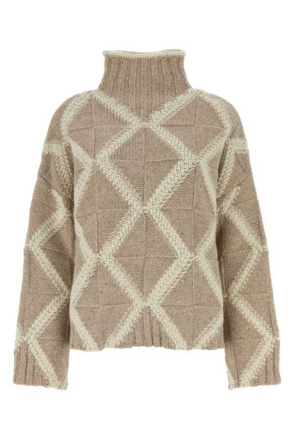 Bottega Veneta Argyle Intarsia-knit Wool Turtleneck Sweater In Brown