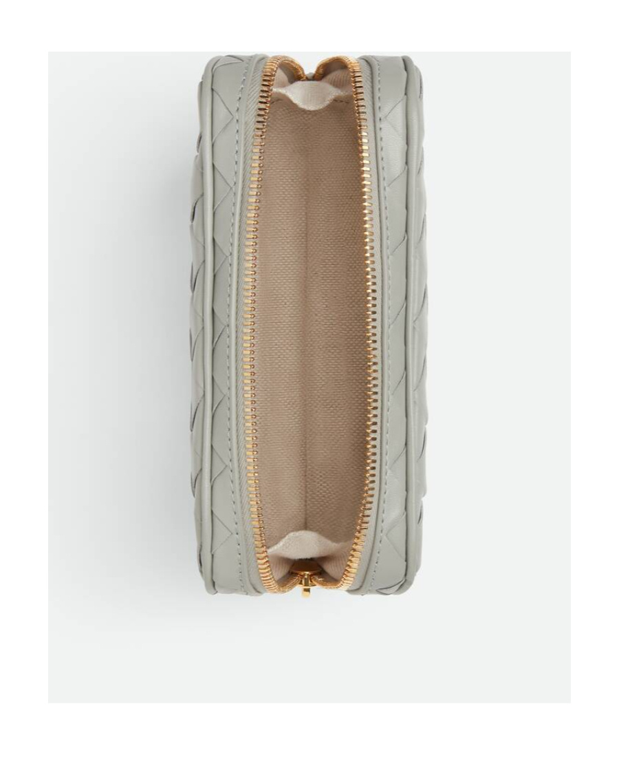 Bottega Veneta Small Intrecciato Zipper Handbag In Gray