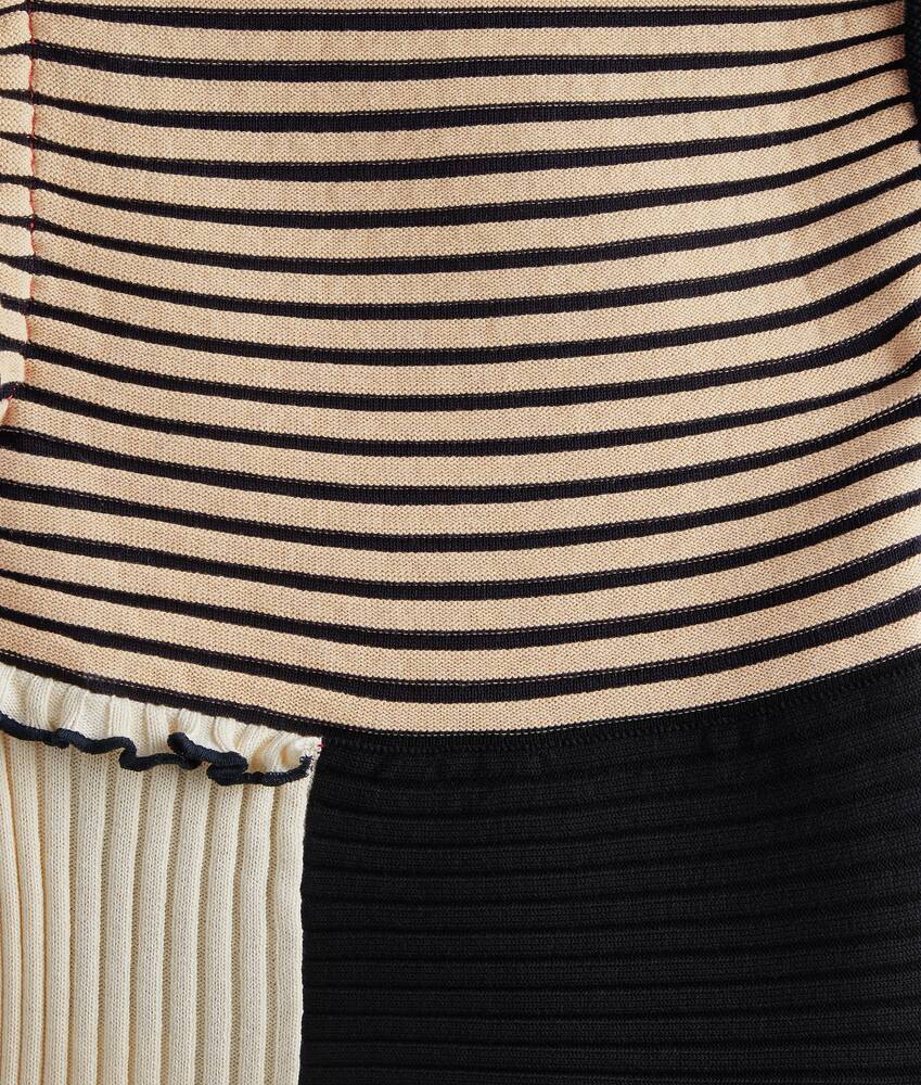 Bottega Veneta Round-neck Splicing Top In Black